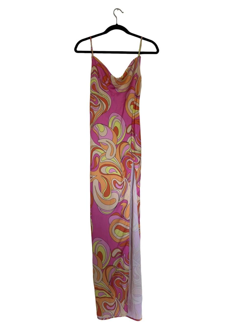 Meshki Jade Cowl Neck Backless Printed Maxi Dress with Side Slit Size M - Picture 5 of 7